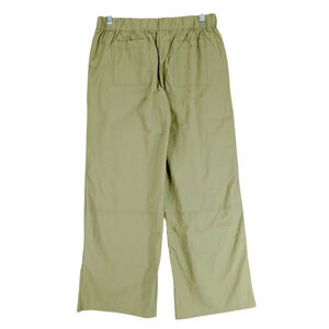 Mod Ref Wide Leg Nylon Pant L Women Olive Green Elastic Waist 31x29.5 Loungewear